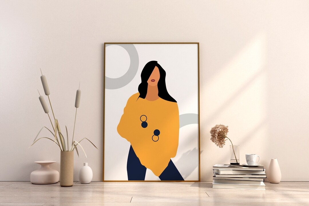 Modern Abstract Female Figure Art Print, Minimalist Wall Art, Stylish ...