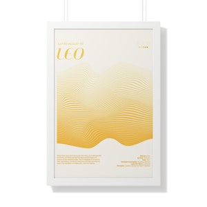 LEO Framed Print // Beautiful Wall Art / Zodiac Poster / Astrology Gift / Line Waves / Modern Abstract Art Poster / Star Sign Decor