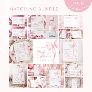 Pink Bow Baby Shower Invitation Template | Elegant Coquette Ribbon Canva Invite image 10