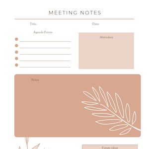 A5 Meeting notes template printable A5 notepad, Clay Theme Meeting Agenda, Meeting Minutes, Girl Boss Notes, Instant Download,
