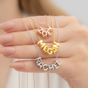 Personalized Bubble Name Necklace, 3D Name Letter Necklace, 3D Balloon Letter Necklace, Custom Puff Name Necklace, Bubble Letter Necklace