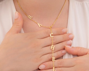 Personalized Sterling Silver Name Lariat Necklace: Initial Y Necklace
