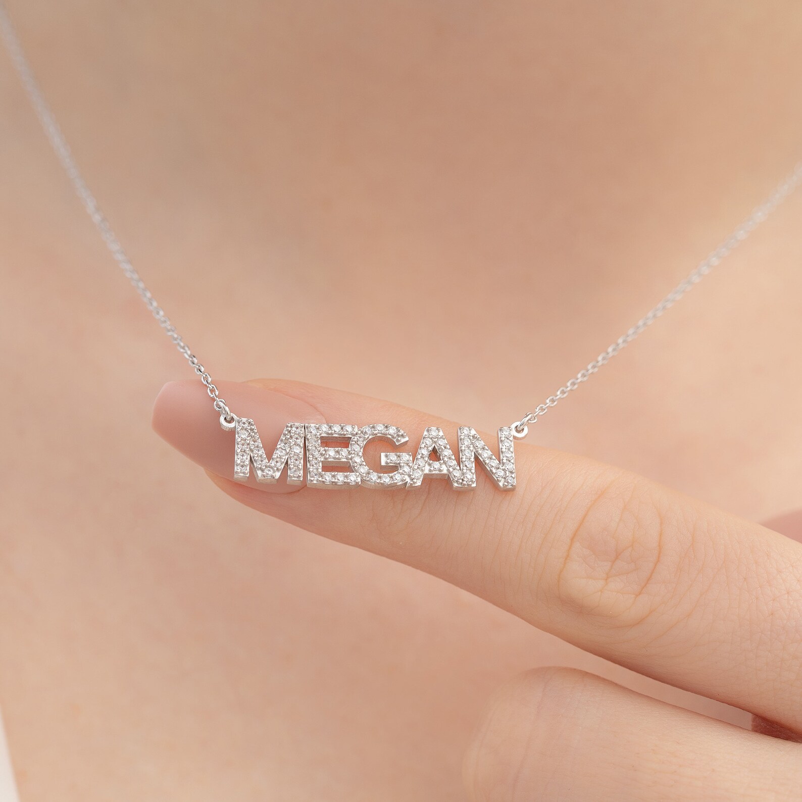 14K Gold Personalized Diamond Name Necklace: Sterling Silver Jewelry - Etsy