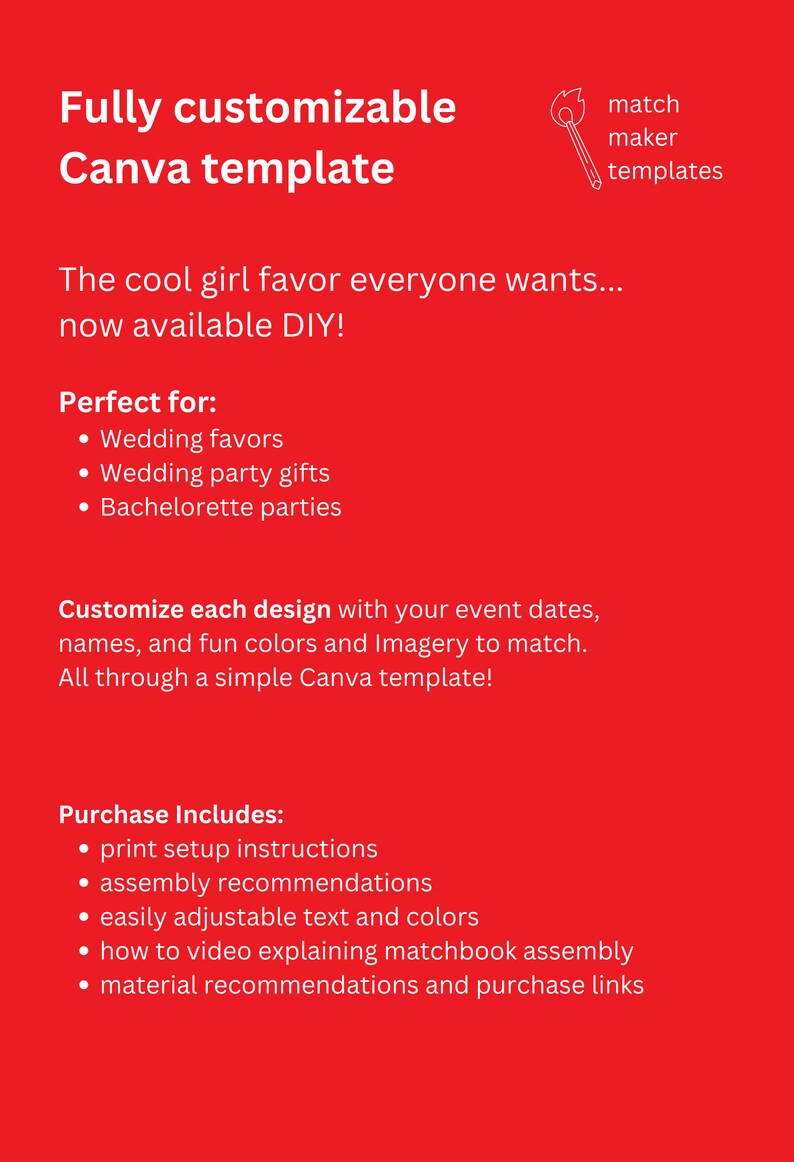 DIY Wedding Cool Girl Matchbook Template Customizable on Canva Etsy DIY Wedding Cool Girl Matchbook Template Customizable on Canva Etsy
