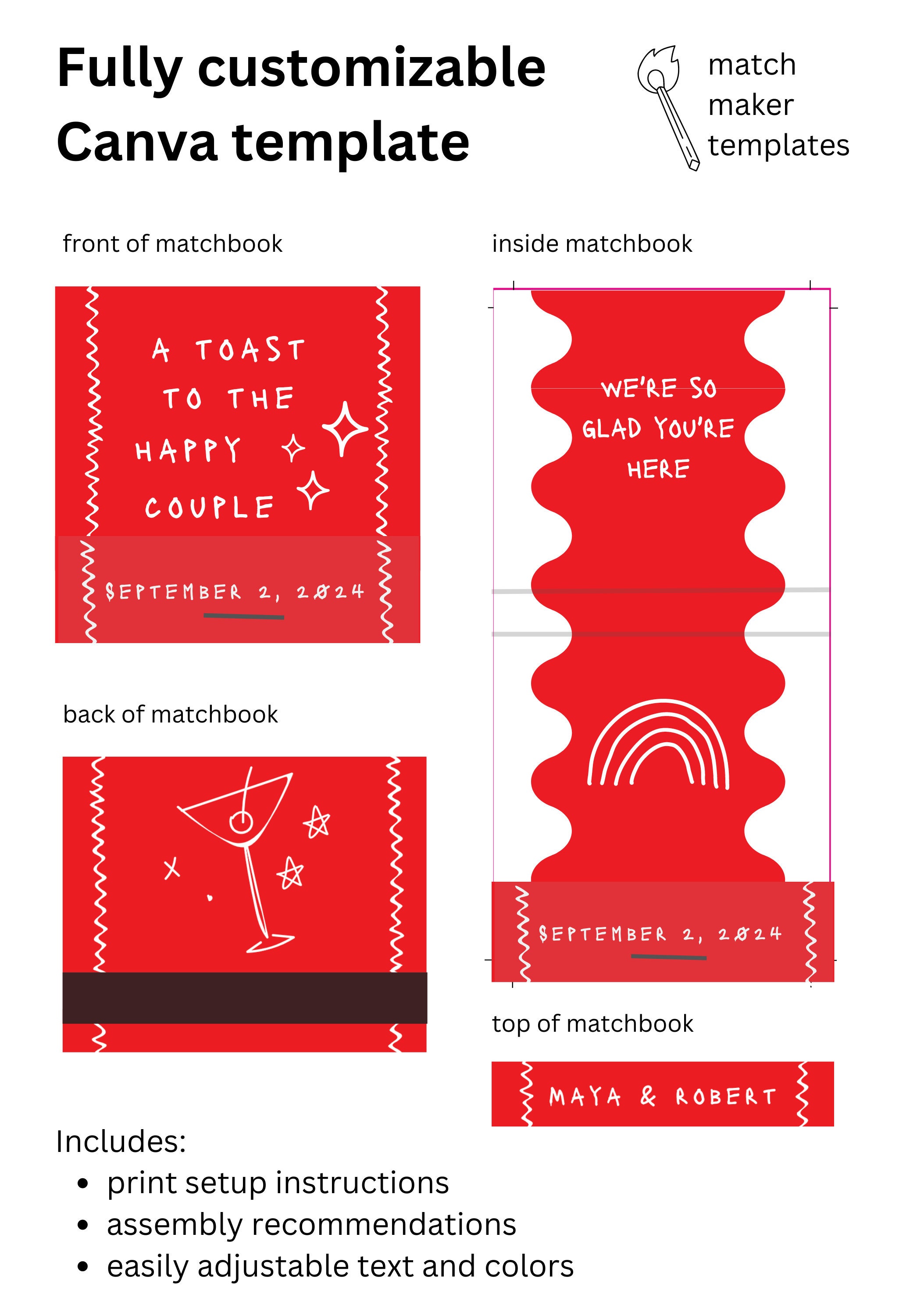 DIY Wedding Cool Girl Matchbook Template Customizable on Canva Etsy DIY Wedding Cool Girl Matchbook Template Customizable on Canva Etsy