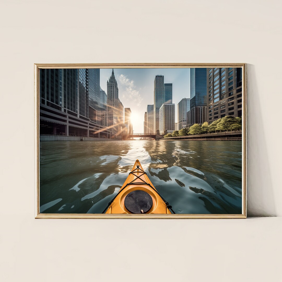 Kayak Poster in Chicago River Kayak Png Kayak Explore Chicago Prints