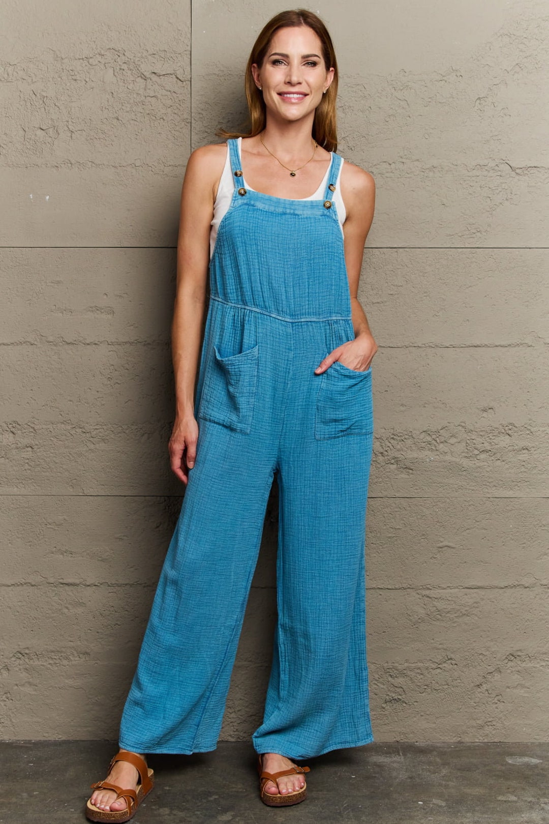 Playful Mineral Wash Gauze Overalls Etsy