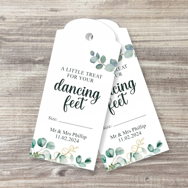 30 x Dancing Feet Tags / Flip Flop Wedding Favour / Personalised Dancing Feet Favours / A little treat for your dancing feet