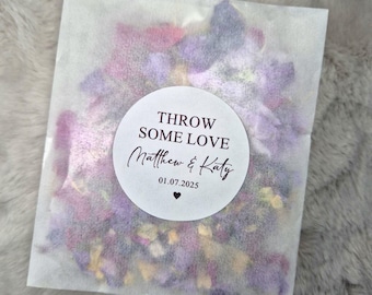 Confetti Stickers and Packets | Throw Some Love | Confetti Bags | Wedding Confetti | 100% Biodegradable Confetti Glassine Bags