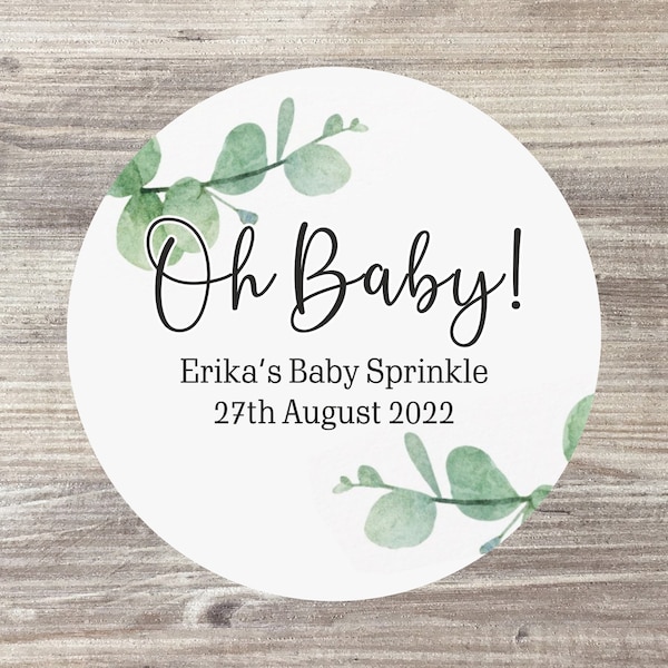 70 x Oh Baby Stickers, Baby Shower Stickers, Favour Labels, Personalised Baby Shower Stickers, Sweet Cone Stickers