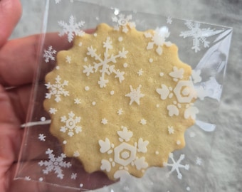 Christmas Favour Bags for M&S All Butter Biscuit Favours (7x7cm) - Cellophane Peel and Seal