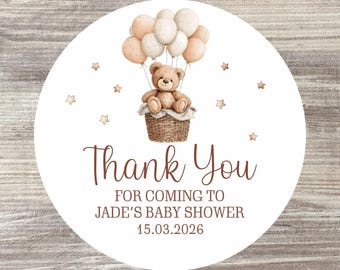 Personalised Teddy Bear Baby Shower Stickers – Thank You Favour Labels