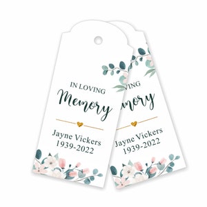 In Loving Memory Of Gift Tags, Celebration of Life, Funeral Thank you labels, Personalised gift tags, Funeral Favours, Funeral Gift