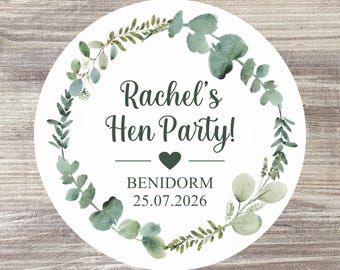 Personalised Hen Party Stickers + Sweet Bags  | Eucalyptus Design