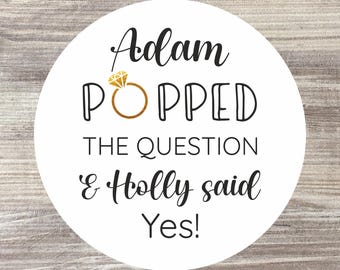 70 x Personalised Engagement Stickers, Wedding Name Stickers, Wedding Favour Stickers, Eucalyptus Wedding Theme
