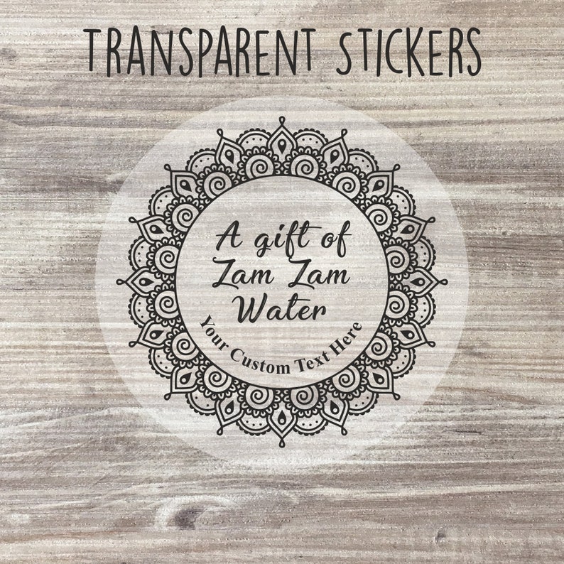Personalised ZamZam Water Stickers, Water Bottles, Eid Mubarak, Umrah, Zam Zam Clear Labels / Transparent Stickers / Zam Zam Favour Stickers image 1
