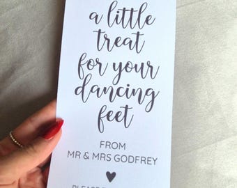 3 x XL Dancing Feet Basket Tags / Wedding Flip Flop Label / Personalised / A little treat for your dancing feet tags