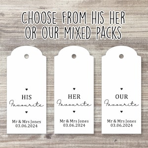 His Favourite | Her Favourite | Custom Wedding Name Tags | Wedding Favour Tags | Our Favourite | Personalised Wedding Favour