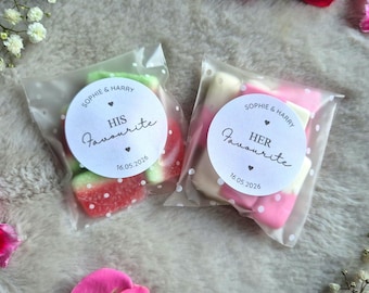 His + Her Favourite Stickers and Bags | Personalised Wedding Stickers | Wedding Favours | Wedding Sweet Stickers | His & Her Sweet Bags