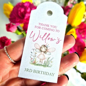 Fairy Birthday Thank You Tags / Personalised / Mermaids Watercolour Fairy Theme / Sweet Cone Tags / Favour Tags / Gift Tags