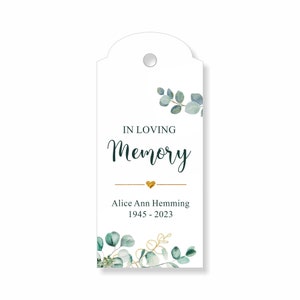 Personalised Funeral Favour Tags | In Loving Memory Of Gift Tags | Celebration of Life | Funeral Thank you labels | Remembrance gift tags