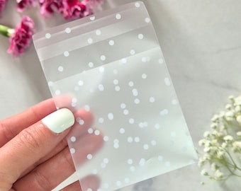 Polka Dot Cellophane Favour Bags, Peel and Seal Treat Bags (7x7cm)