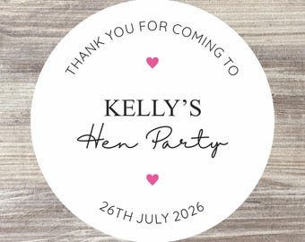 Personalised Hen Party Stickers and Sweet Bags | Thank You Favours (24 Pack)