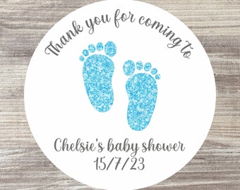 24 x Baby Shower Personalised Stickers, Baby Boy Shower Favours, Baby Boy, Gender Reveal labels