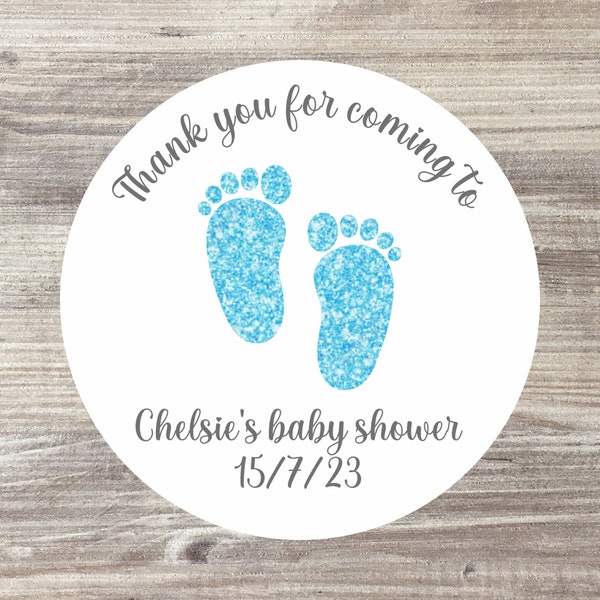 24 x Baby Shower Personalised Stickers, Baby Boy Shower Favours, Baby Boy, Gender Reveal labels