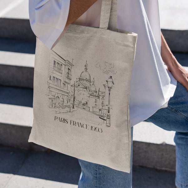 Paris France Tote Bag | Minimalistic Canvas Tote Bag | Paris Art Tote Bag | Pretty Tote Bag