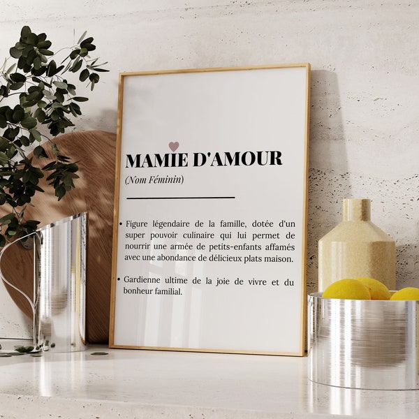 Affiche personnalisée, Fête des grands mères, fête des mères, Affiche personnalisable nom grand-mère, Cadeau mamie et maman, Noël