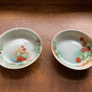 Pair of Noritake Nippon hand painted berry bowls,Art Nouveau porcelain.