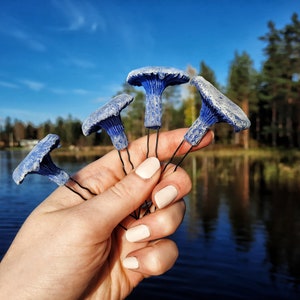 Mushroom Hair Pin, Panther Cap Mushroom Hairpins, Amanita Pantherina Hair Pin