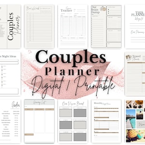 Planificador de parejas digital/imprimible Diario de amantes Gestor de relaciones Terapia de pareja Coach de relaciones Reuniones familiares Matrimonio PDF