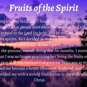 Fruits of the Spirit 9 Day calendar
