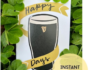 Guinness Beer Greeting Card: Irish Art Print (Digital Download)