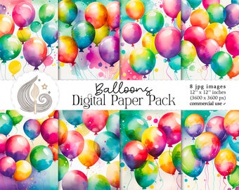 Può includere: Un pacchetto di carta digitale con 8 motivi di palloncini ad acquerello colorati. Ogni motivo misura 12 pollici per 12 pollici e 3600 pixel per 3600 pixel. I motivi sono perfetti per lo scrapbooking, la creazione di biglietti e altri progetti di artigianato.
