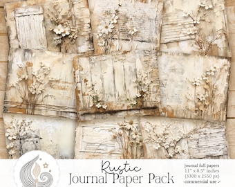 Junk Journal-papier | Rustiek shabby noodlijdend landhout | Bedrukbaar papier | Digitale download | Plakboek | Gemengde media kunst