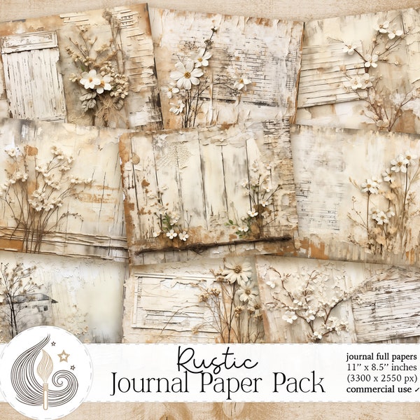 Carta per diario spazzatura / Legno rustico shabby in difficoltà / Carta stampabile / Download digitale / Scrapbooking / Arte multimediale mista