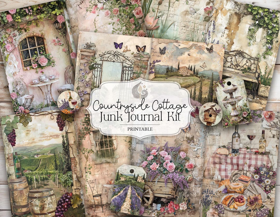 Countryside Cottage Junk Journal Kit: Rustic Floral Vintage Printable ...