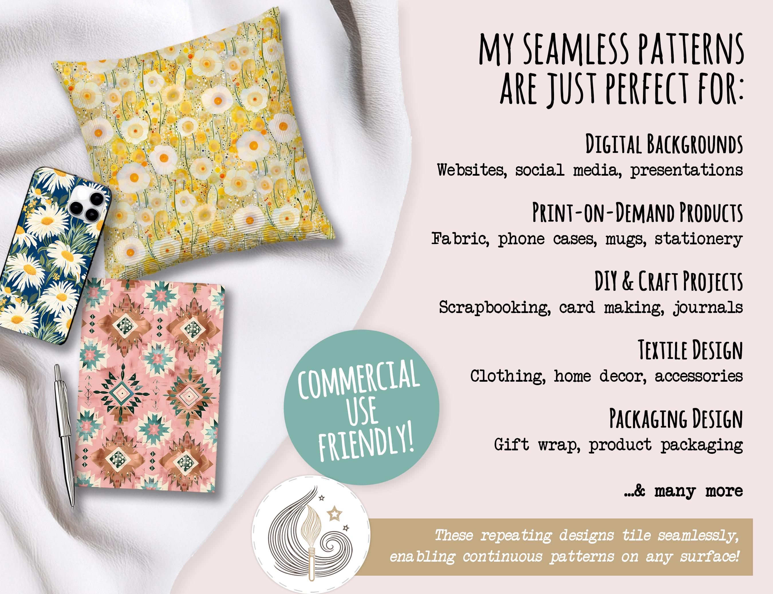 Floral Seamless Patterns: Colorful Watercolor Flower Digital Paper Pack ...