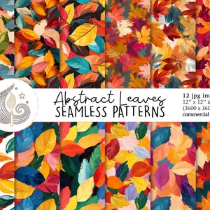 Seamless Fall Leaves Pattern | Commercial Use | Seamless Autumn Digital Paper | Whimsical Colorful Abstract Fall Leaf | Scrapbook Paper