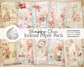 Shabby Chic Journal Pages: Cottage Floral Papers with Lace Layers, and Vintage Soft Textures