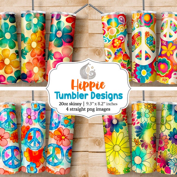 Retro Hippy 20Oz Sublimation Tumbler Designs | 70'S 60'S Hippie Tumbler Png | Groovy Boho Sublimation Design | 20 Oz Skinny Tumbler