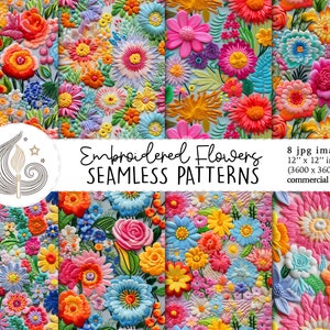 Motif floral sans couture | Utilisation commerciale | Papier numérique floral sans couture 3D | Broderie de fleurs colorées à la mode | Artisanat | Bricolage