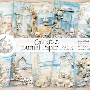 Shabby Chic Küsten Junk Journal Kit | Landhaus am Meer | Nautische Ephemera | Scrapbooking | Druckbare Journal Seiten | Papierkunst