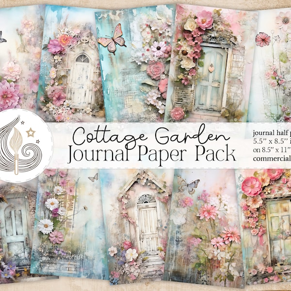 Cottage Garden Junk Journal | Printable Journal Pages | Scrapbook Paper | Paper Crafts | Journaling | Spring Cottage | Shabby Chic