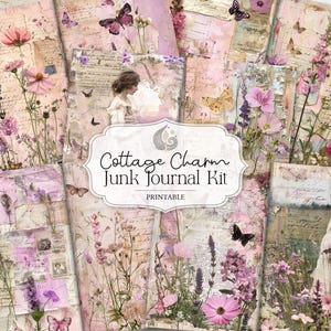 Cottage Charm Junk Journal Kit: Romantic Floral Vintage Printable Pages & Ephemera