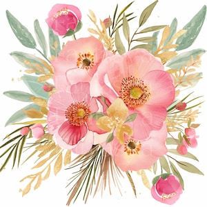 Bloemen aquarel clipart pack | Commercieel gebruik | 10 bloemboeketafbeeldingen | Digitale download | Bruiloft uitnodiging | Plakboeken