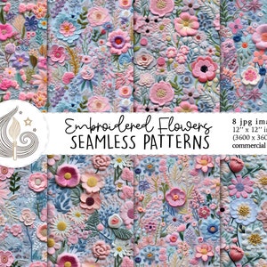 Motif floral sans couture | Utilisation commerciale | Papier numérique floral sans couture 3D | Délicate broderie de fleurs de rêve | Artisanat | Bricolage